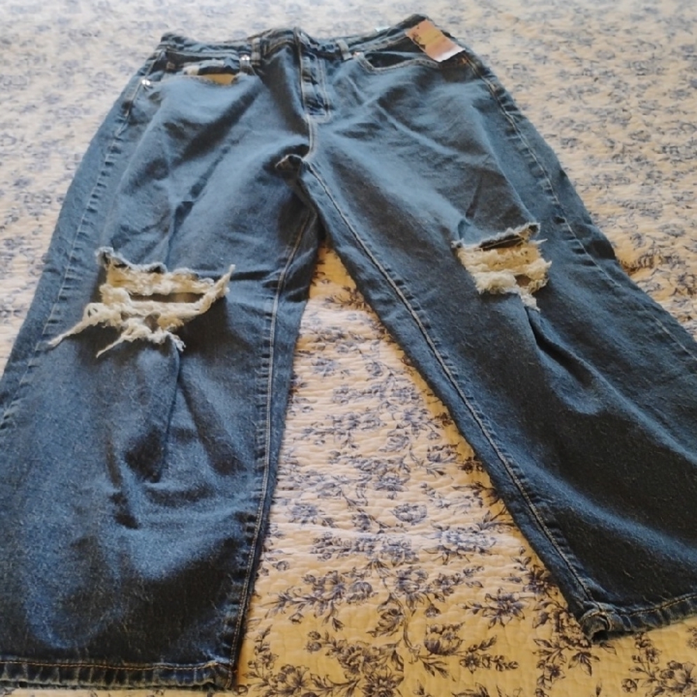 Womens Distressed Blue Jeans